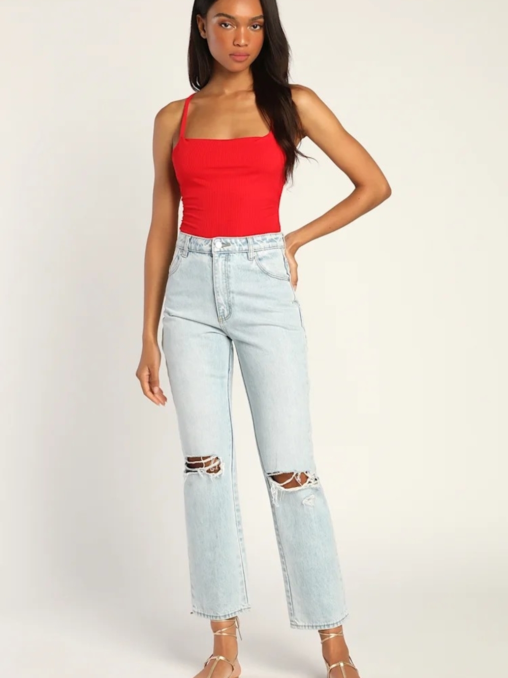 Lulu's Red Ribbed One-Piece - Picture 4 of 8